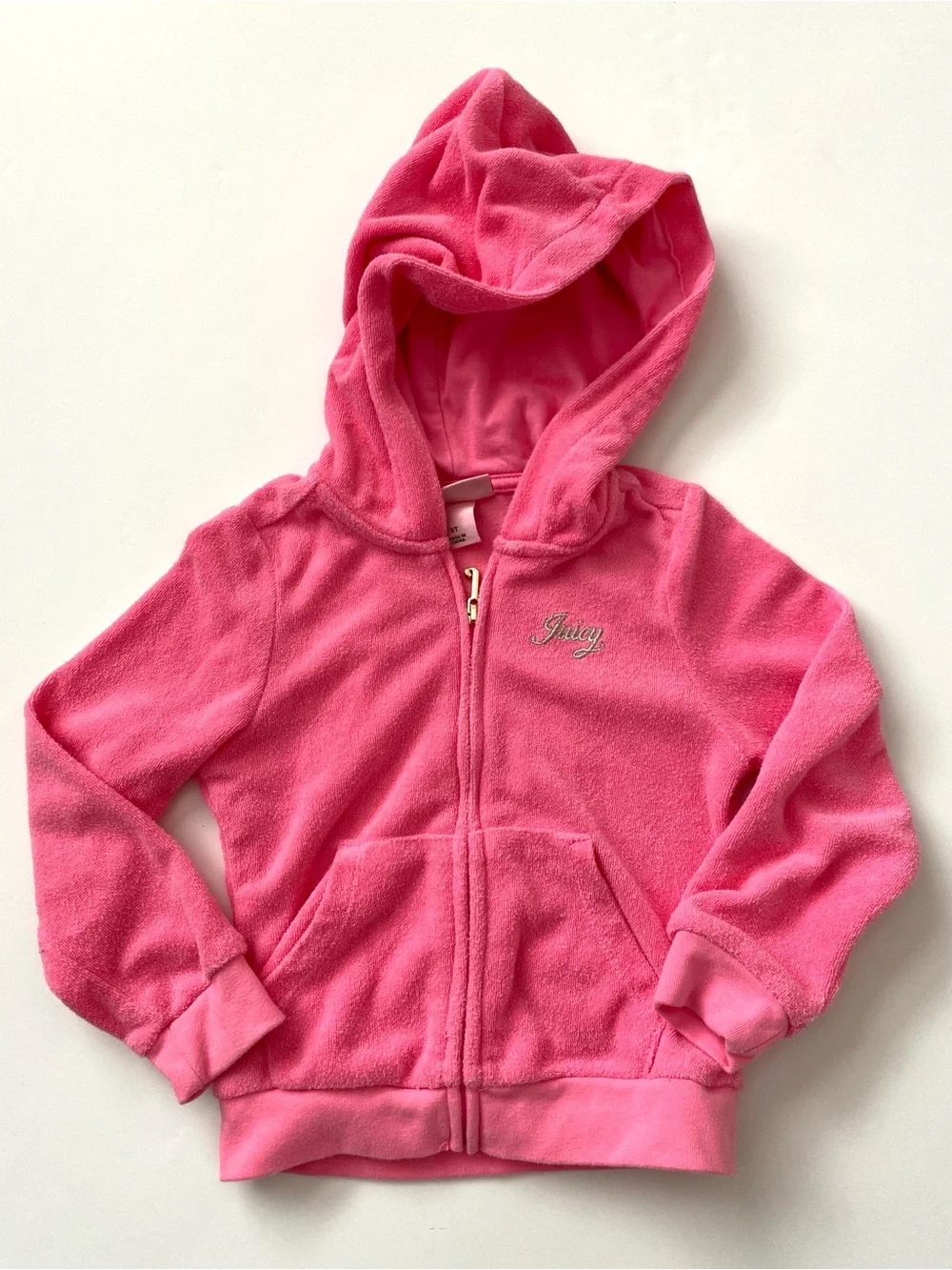 Juicy Couture Girls Hot Pink Fleece Hoodie Set 3T Zip Front Jacket Pull on Pants